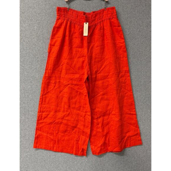 Anthropologie The Somerset Pull On Wide Leg Pants Linen Red / Orange Size M NWT - Picture 1 of 8